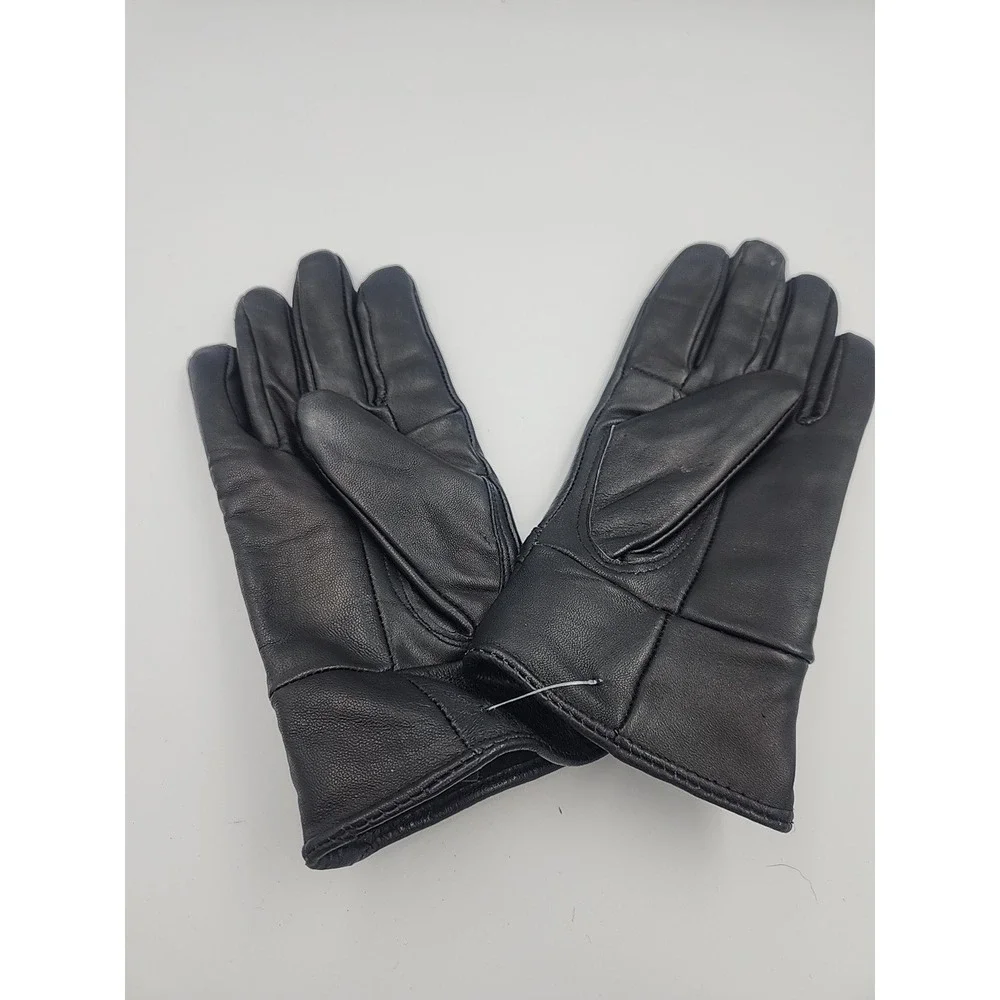 Women's High Quality Super Soft Real Black Leather Gloves W/‎ Bow Details S/M